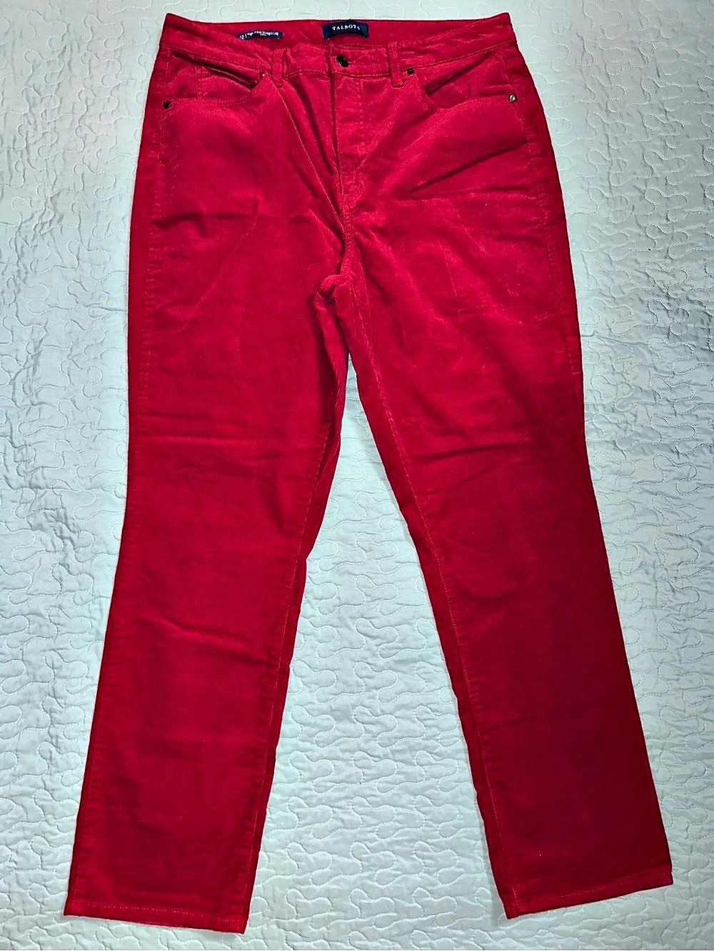 Talbots High-Waist Straight-Leg Curvy Corduroy Pants Red Size 12